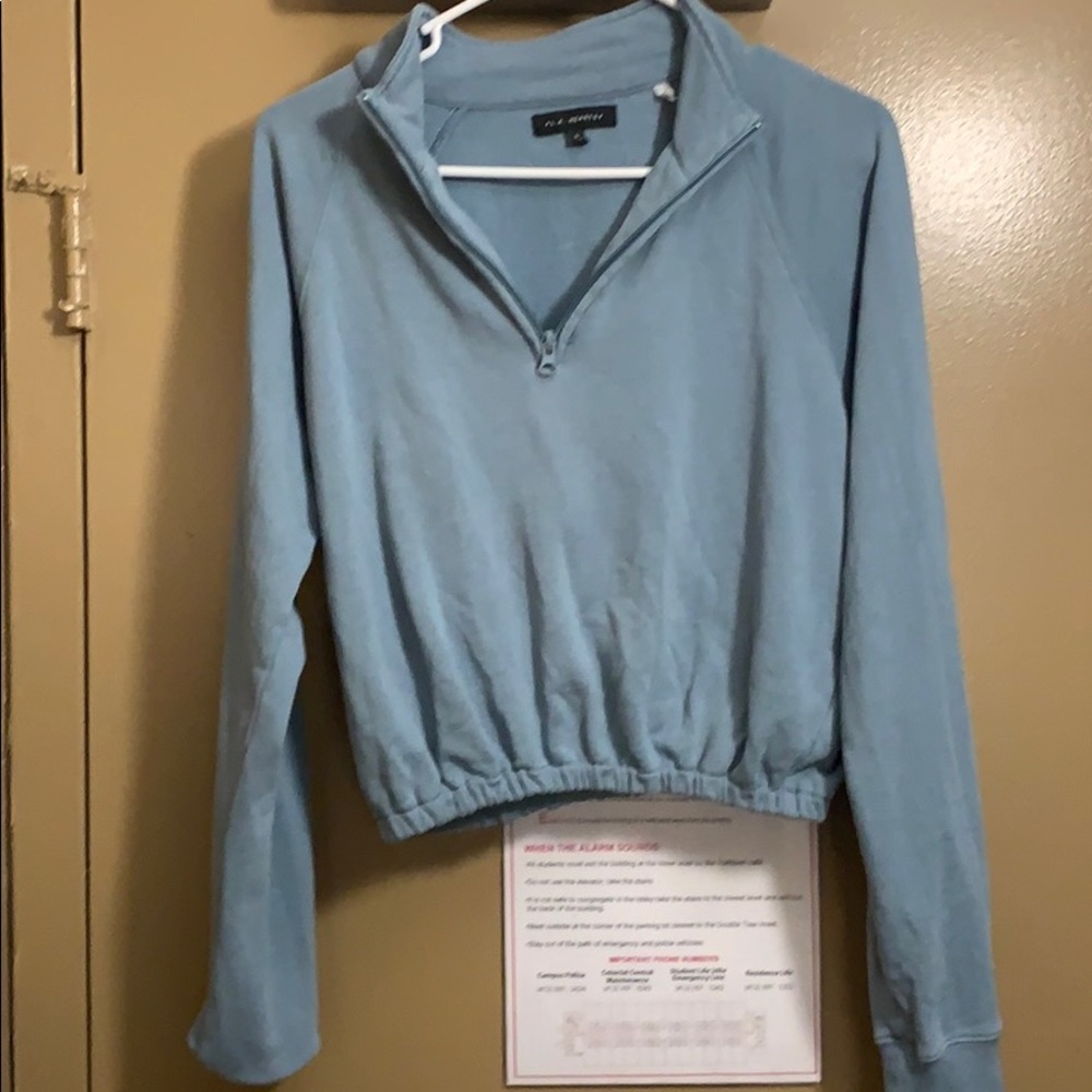 Blue sweater crop top